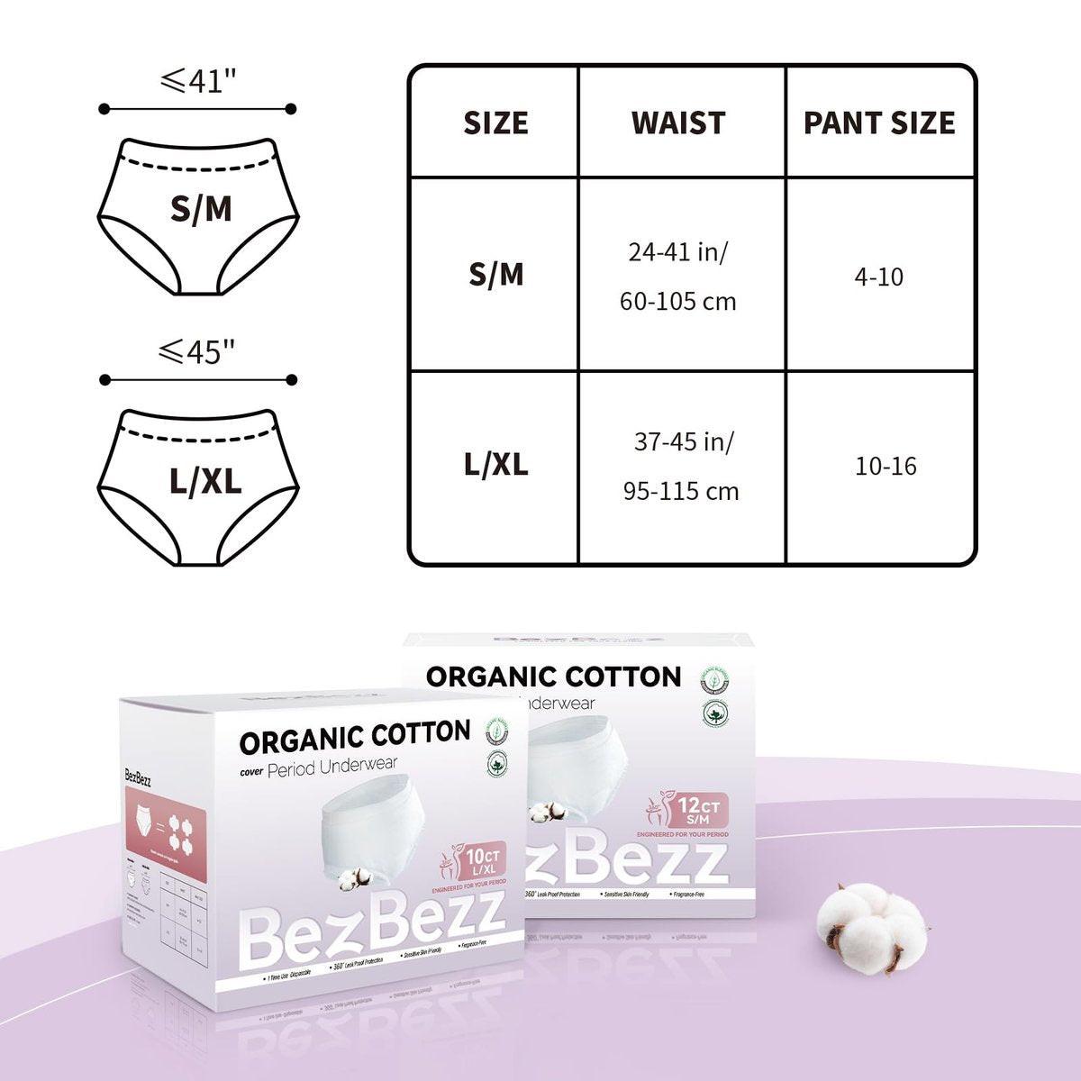 Organic Cotton Disposable Period Underwear for Women, Postpartum Diapers, Incontinence Pads for Sensitive Skin, Unscented, 360° Leakproof Panties Heavy Flow Overnight, Size S/M, 12 Count - görsel 13