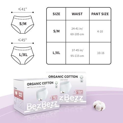 Organic Cotton Disposable Period Underwear for Women, Postpartum Diapers, Incontinence Pads for Sensitive Skin, Unscented, 360° Leakproof Panties Heavy Flow Overnight, Size L/XL, 10 Count - görsel 14