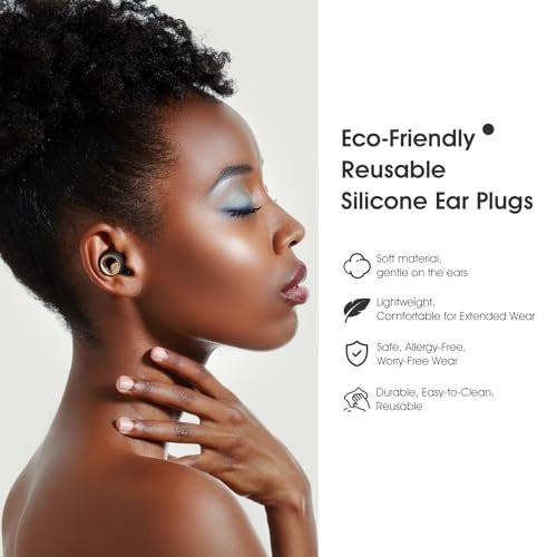 Vosaf Ear Plugs for Sleeping, 45dB Silicone Ear Plugs for Noise Reduction, Reusable Sleeping Noise Cancelling Earplugs for Snoring, Concert & Shooting Ear Protection with 6 Eartips (Black) - görsel 6