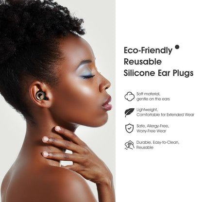 Vosaf Ear Plugs for Sleeping, 45dB Silicone Ear Plugs for Noise Reduction, Reusable Sleeping Noise Cancelling Earplugs for Snoring, Concert & Shooting Ear Protection with 6 Eartips (Black)