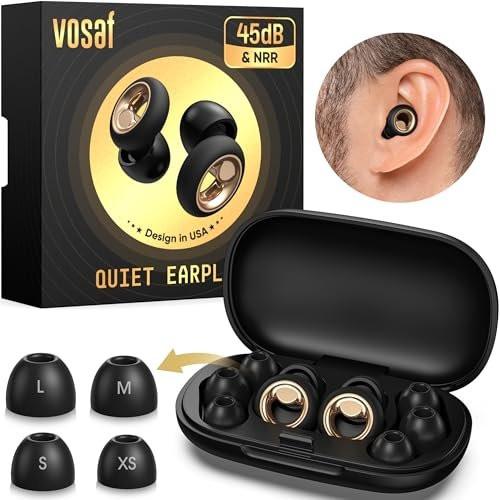 Vosaf Ear Plugs for Sleeping, 45dB Silicone Ear Plugs for Noise Reduction, Reusable Sleeping Noise Cancelling Earplugs for Snoring, Concert & Shooting Ear Protection with 6 Eartips (Black) - görsel 16