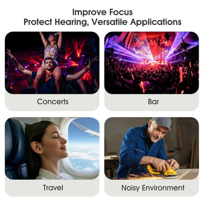 Vosaf Ear Plugs for Sleeping, 45dB Silicone Ear Plugs for Noise Reduction, Reusable Sleeping Noise Cancelling Earplugs for Snoring, Concert & Shooting Ear Protection with 6 Eartips (Black)