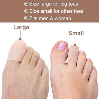 Alpinleux 10 Pack Gel Toe Protectors, Soft Elastic Toe Covers for Big Toe, Toenail Cushions Toe Cap Toe Sleeves for Ingrown Toenails, Missing Toenails, Blisters, Corns, Calluses, Hammer Toes