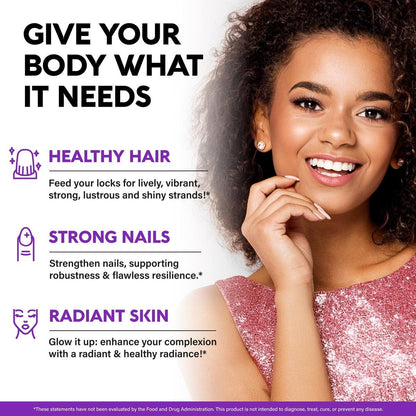Biotin Gummies with Collagen - Hair Growth Support, Skin, & Nail Strength - for Women & Men - Biotin 10000mcg | Keratin | Hyaluronic Acid | B-Complex | Nettle - Sugar-Free, Mixed Berry - 60 Gummies