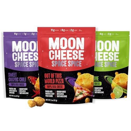 Moon Cheese Space Spice, Variety Pack, Crunchy, Protein-Rich Cheese Snack, Keto Friendly, 100% Real Cheese, Low Carb, Gluten-Free, Low Sugar, 2 Oz bags (Pack of 3, 1 of Each Flavor) - görsel 5