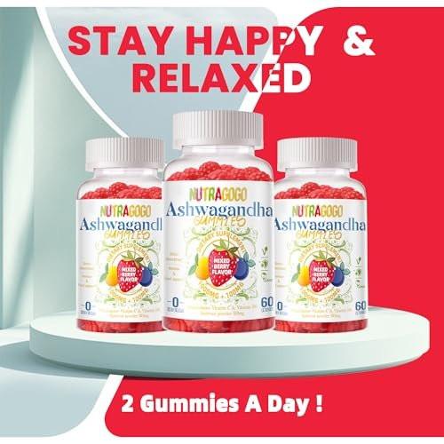Ashwagandha Gummies & Vitamin D3 Gummy 120 Count - Organic Ashwagandha Supplement for Improve Sleep, Stress Relief & Mood Calm (Mixed Berry, Vegan, Plant Based, Gluten-Free & Gelatin Free) Pack of 2 - görsel 12