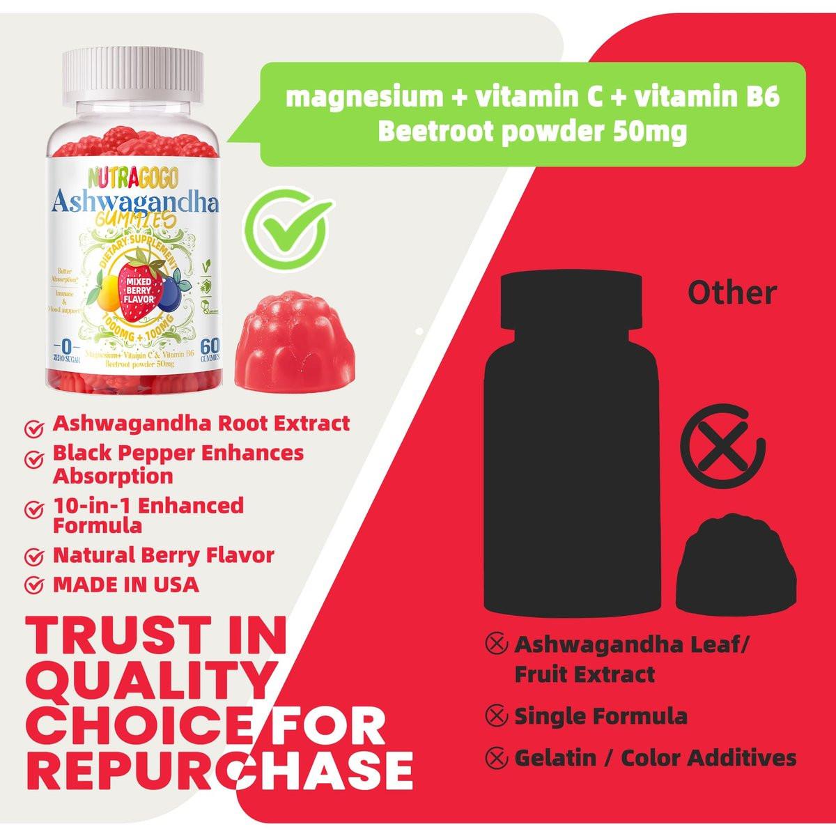 Ashwagandha Gummies & Vitamin D3 Gummy 120 Count - Organic Ashwagandha Supplement for Improve Sleep, Stress Relief & Mood Calm (Mixed Berry, Vegan, Plant Based, Gluten-Free & Gelatin Free) Pack of 2 - görsel 15