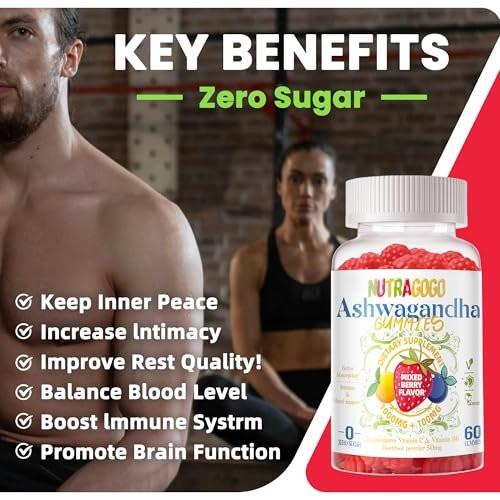 Ashwagandha Gummies & Vitamin D3 Gummy 120 Count - Organic Ashwagandha Supplement for Improve Sleep, Stress Relief & Mood Calm (Mixed Berry, Vegan, Plant Based, Gluten-Free & Gelatin Free) Pack of 2 - görsel 8