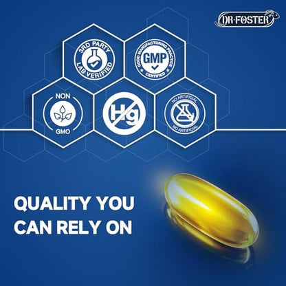 Advanced Omega-3 Fish Oil 2000mg High Potency with DHA, EPA, ALA Supports Heart, Brain, Joint & Immune Health Enriched with Vitamin D3 & E for Antioxidant Protection 120 Softgels