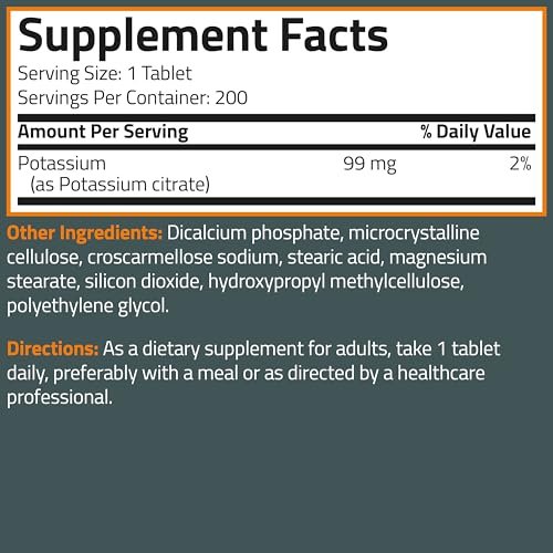 Bronson Potassium Citrate 99mg Essential Mineral Non-GMO, 200 Vegetarian Tablets - görsel 5