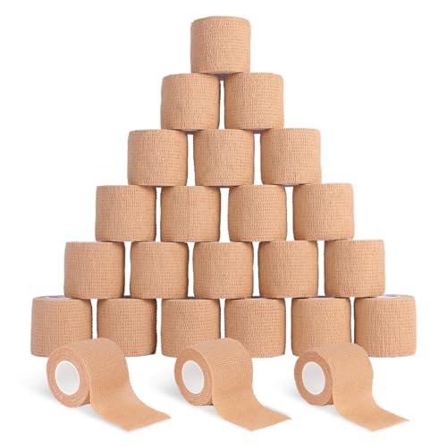 Frontline 24 Pack Self Adhesive Bandage Wrap 2" x 5 Yards Athletic Tape Vet Wrap Tattoo Supplies Wrap Medical Supplies Elastic Cohesive Bandage Wrist Ankle Sports Tape (Beige) - görsel 14