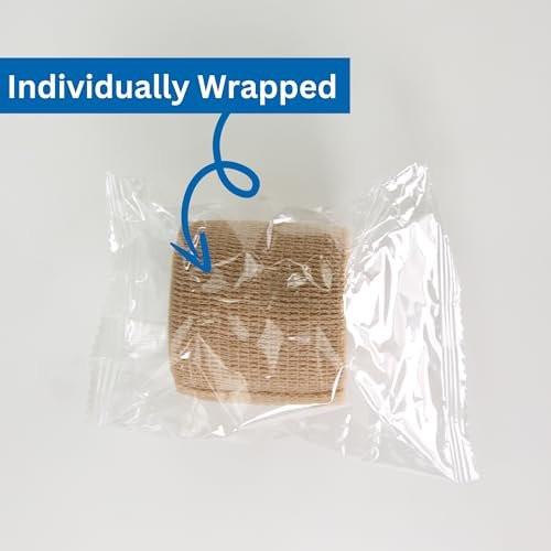 Frontline 24 Pack Self Adhesive Bandage Wrap 2" x 5 Yards Athletic Tape Vet Wrap Tattoo Supplies Wrap Medical Supplies Elastic Cohesive Bandage Wrist Ankle Sports Tape (Beige) - görsel 1