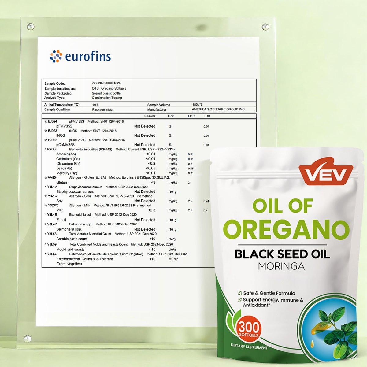 VEV Oil of Oregano with Black Seed Oil & Moringa, Organic, 300 Softgels, Aceite de Orégano, Carvacrol-Rich, Opaque Airtight Packaging, Immune Support Supplement - görsel 13