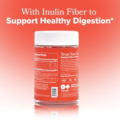 O Positiv URO Fiber Gummies for Adults, 60 Count (Pack of 1) - Prebiotic Chicory Root Inulin Fiber Supplement - Daily Gummy Fiber for Digestive Gut Health - Non-GMO, Vegan & Cruelty-Free - görsel 8