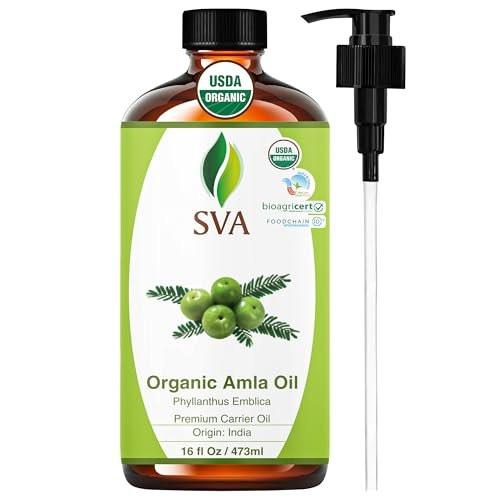 SVA Amla Oil Organic - 16 Fl Oz – 100% Natural Cold Pressed Organic Amla - for Face, Skin Care, Hair Care, Scalp Massage & Body Massage – Carrier Oil - görsel 2