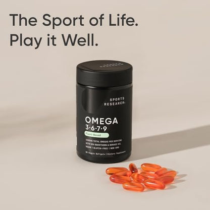 Sports Research® Vegan Omega 3-6-7-9 - 1200 – Multi-Spectrum Omega Profile: Unlike standard omega-3 supplements, – Image 1