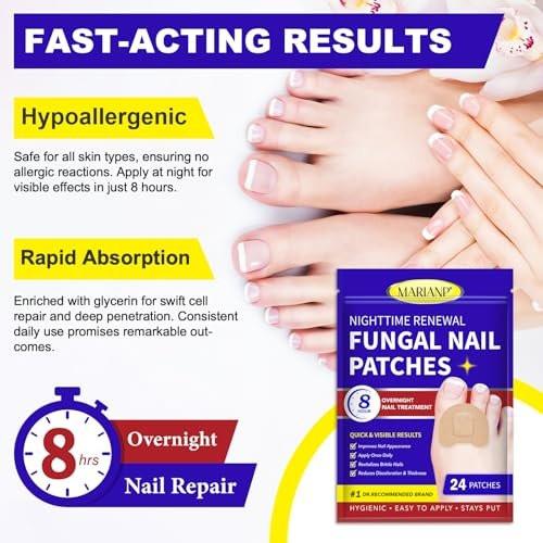 Toenail Fungus Treatment Extra Strength - 24 Pcs Nighttime Fungal Nail Patches, Overnight Toe Nail Fungus Treatments for Damaged Nails Foot Nails Repair and Care - görsel 7