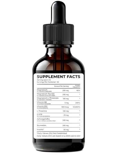 WELVIUM Triple Magnesium Complex Liquid Drops - Magnesium Glycinate Supplement with L-Threonate, Taurate - Ashwagandha, L-Theanine, 5-HTP, Vitamins B6, B12, Bromelain, Inositol for Mineral Balance - görsel 9