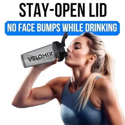 VELOMIX -6 PACK- 28 oz Protein Shaker Bottle for Protein Mixes - 6x Wire Whisk | Leak Proof Shaker Cups for Protein Shakes | Protein Shaker Bottle Pack | Protein Shake Cup (Dynamic Fuel Series)