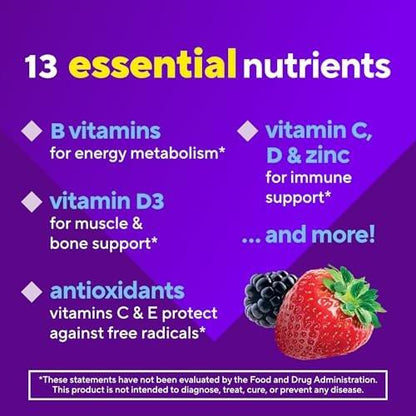vitafusion Adult Gummy Vitamin Supplement for Men, Berry Flavored, A, C, D, E, B6, B12, Daily, 120 Count, 60 Day Supply