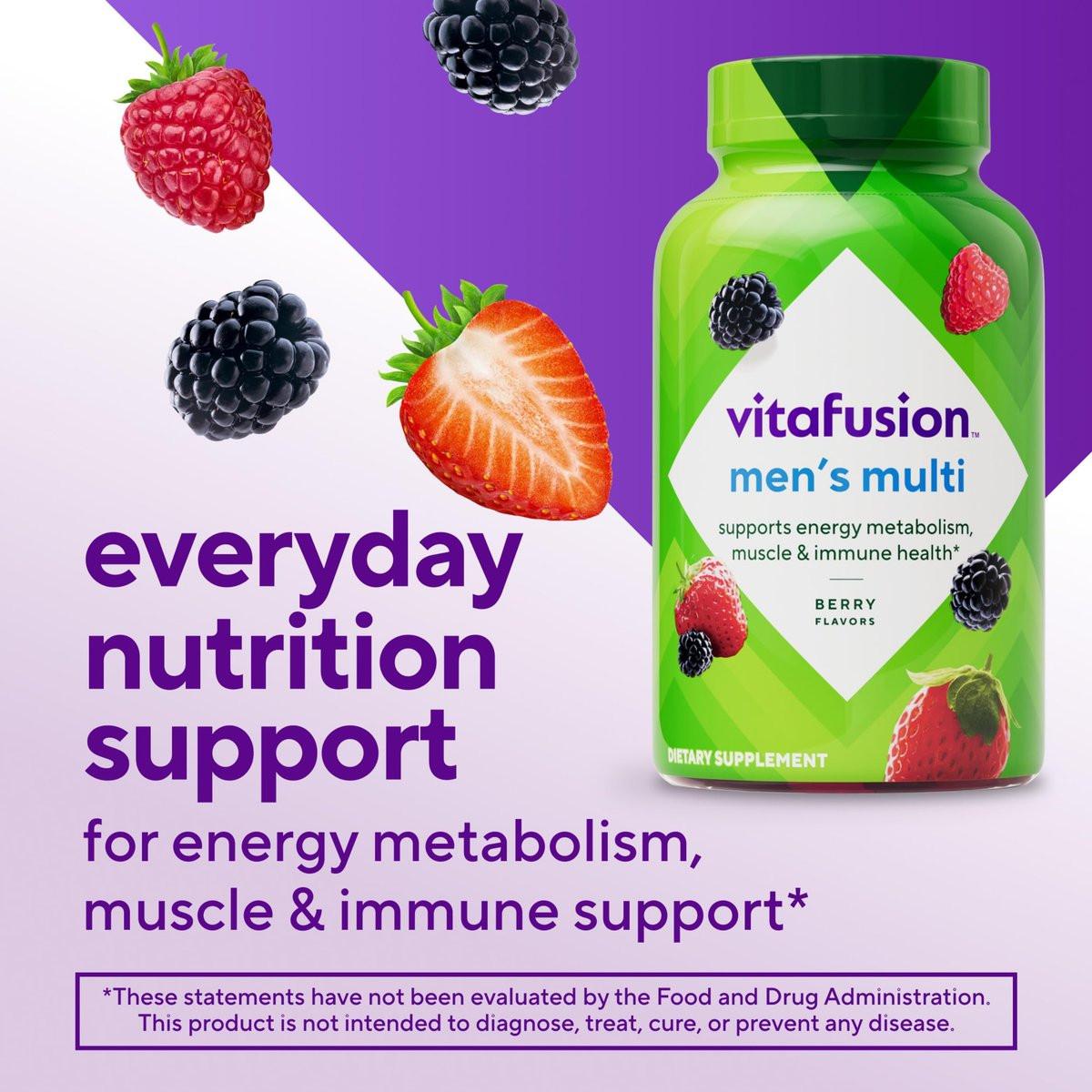 vitafusion Adult Gummy Vitamin Supplement for Men, Berry Flavored, A, C, D, E, B6, B12, Daily, 120 Count, 60 Day Supply - görsel 1