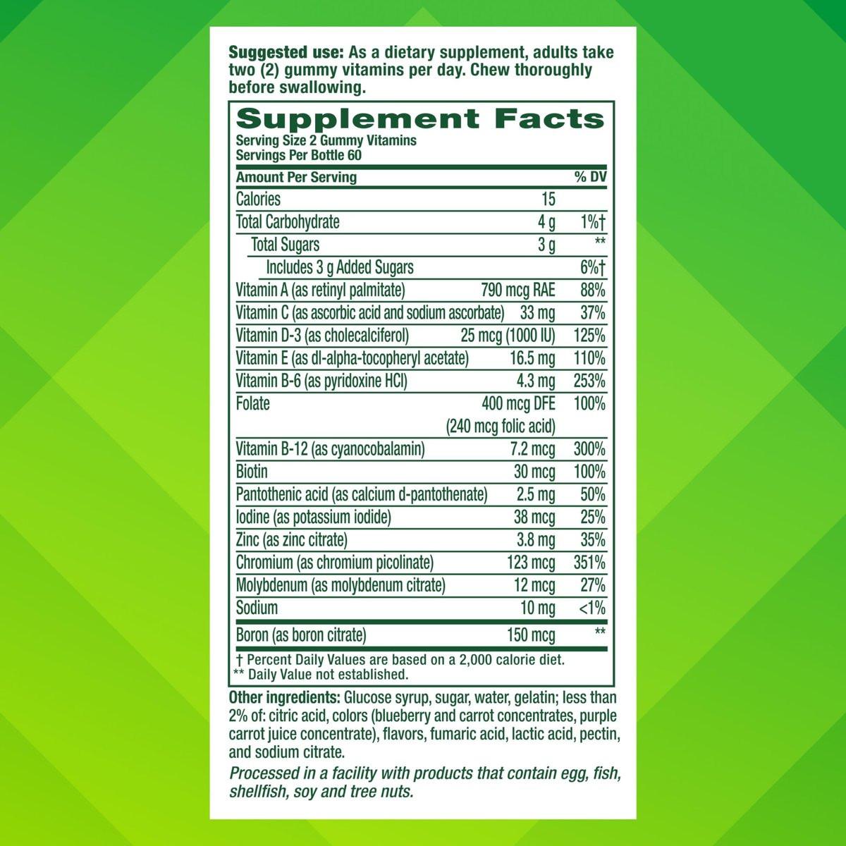 vitafusion Adult Gummy Vitamin Supplement for Men, Berry Flavored, A, C, D, E, B6, B12, Daily, 120 Count, 60 Day Supply - görsel 6
