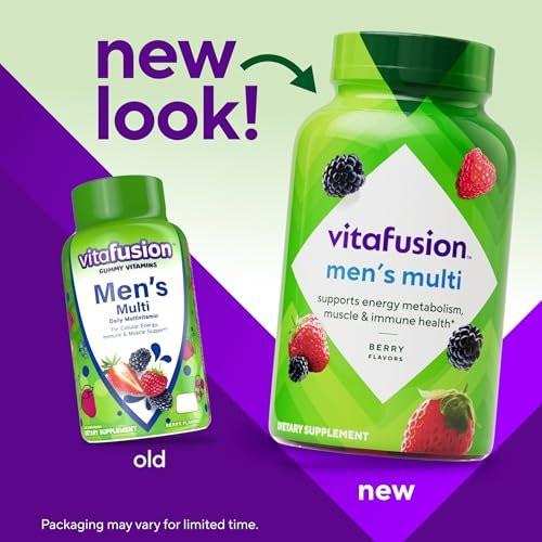 vitafusion Adult Gummy Vitamin Supplement for Men, Berry Flavored, A, C, D, E, B6, B12, Daily, 120 Count, 60 Day Supply - görsel 3