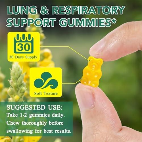 NIFEISHI Mullein Gummies for Lungs, 2000mg Mullein Leaf Extract for Respiratory & Digestive & Immune Support, Natural Herbal Supplement, Pear Flavor Gummies 60 Gummies - görsel 9
