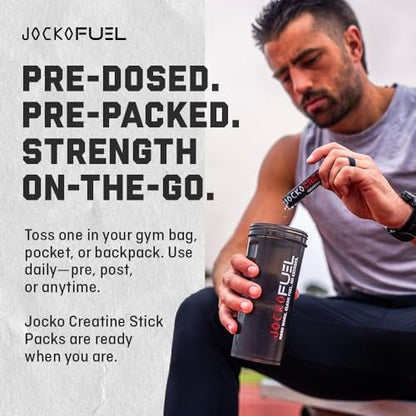 Jocko Fuel Creatine Monohydrate Stick Packs - Pure Micronized Travel Size Powders for Men & Women, Supports Muscle Growth, Strength, Recovery & Cognition, Unflavored, 150 Grams, 30 Servings