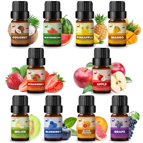 Fruity Fragrance Oil for Candle & Soap Making, INWICOPH Premium Essential Oils 5ml x 10 - Blueberry, Strawberry, Mango, Blood Orange, Essential Oil Diffusers for Home - görsel 4