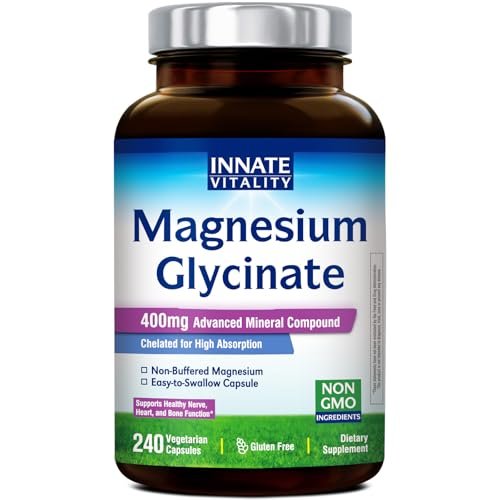 Innate Vitality Magnesium Glycinate 400mg, Non Buffered & High Absorption Magnesium Supplement for Sleep, Relaxation, Heart & Bone Health for Men & Women, Non-GMO, No Gluten, 240 Vegan Capsules - görsel 16