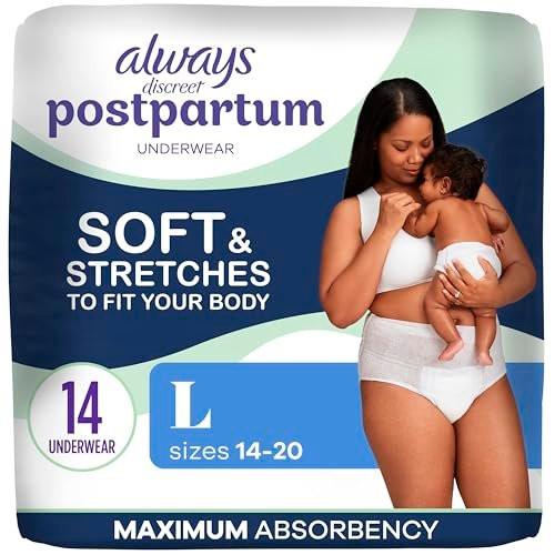 Always Discreet Postpartum and Adult Incontinence Underwear for Women, Large, Maximum Protection, 14 Count - görsel 2