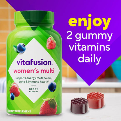 vitafusion Adult Gummy Vitamin Supplement for Men, Berry Flavored, A, C, D, E, B6, B12, Daily, 120 Count, 60 Day Supply