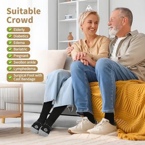 NOLUNT Diabetic Socks for Men, 6 Pairs Non Binding Crew Diabetic Neuropathy Socks for Men 9-12 10-13 13-15 (Black-Large) - görsel 6