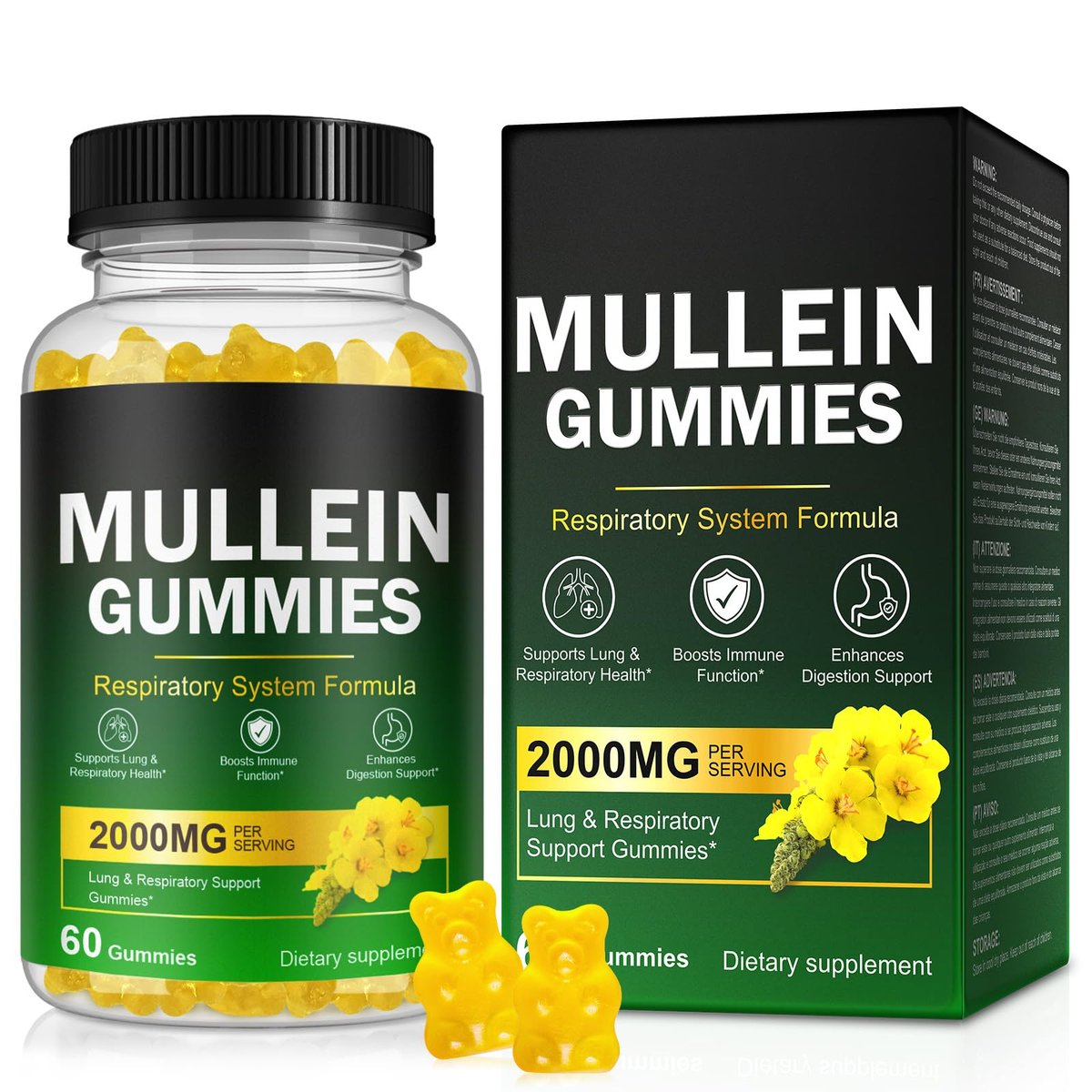 Nyloriaine Mullein Gummies for Lungs, Mullein Extract for Smokers - Support Lung & Respiratory Health, Soothes Throat Irritation, Boost Immune - Mullein Leaf Extract for Lungs, Breathe Easier - 60pcs - görsel 8