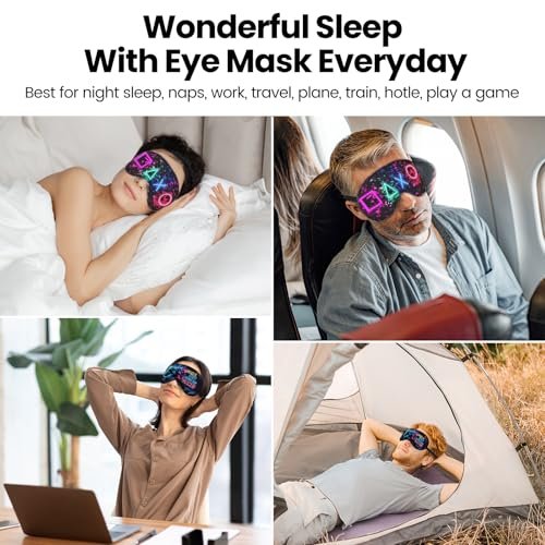2 Pcs Boys Sleep Eye Mask, Guys Blackout Sleeping Silk Mask for Kids Adult Children's Travel Eye Cover Blindfold for Game - görsel 8