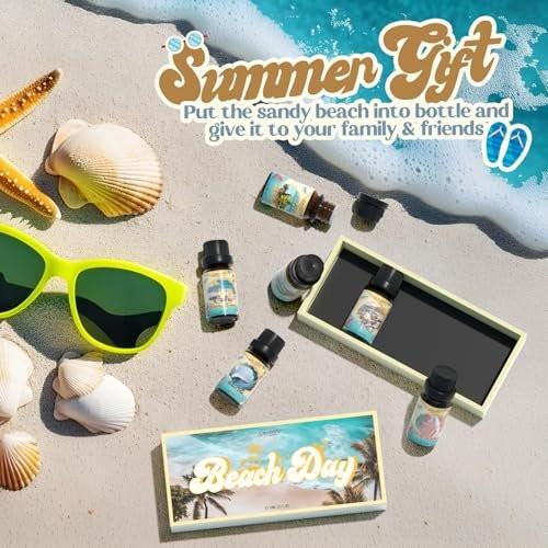SALUBRITO Beach Fragrance Oils Set, Summer Essential Oils for Diffuser, Candle, Soap Making, Beachy Breeze, Sea Salt, Pink Island, Ocean Air, Island Time, Mint Mojito Scented Oil - görsel 7