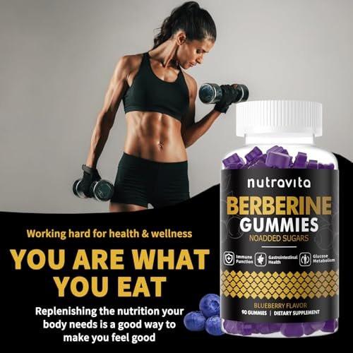 Nutravita Berberine Gummies with Ceylon Cinnamon 1500mg High Potency Berberine HCL Supplement for Immune and Metabolism Support, Sugar Free Organic Berberine Gummies Blueberry Flavor-1PACK - görsel 14