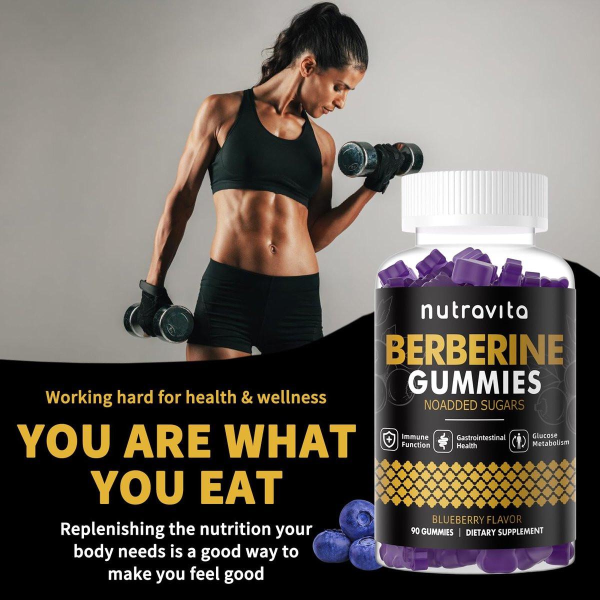 Nutravita Berberine Gummies with Ceylon Cinnamon 1500mg High Potency Berberine HCL Supplement for Immune and Metabolism Support, Sugar Free Organic Berberine Gummies Blueberry Flavor-1PACK - görsel 13