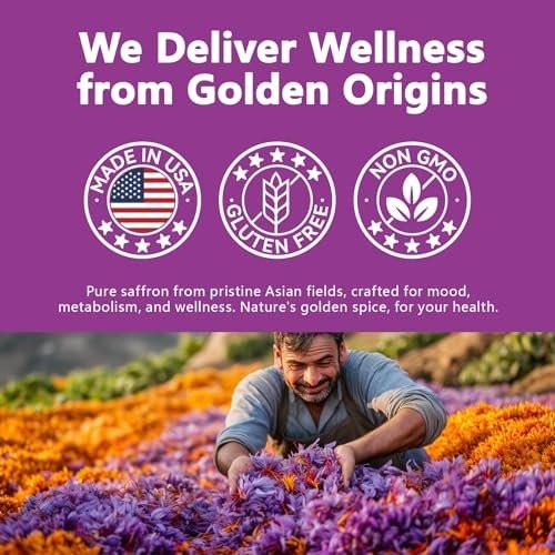 HyberVive Saffron Supplements 88.5MG | 90 Vegan Capsules, Happy Saffron Extract for Mood Energy Eye Focus Support for Women & Men, 100% Pure Ingredients, Made in USA, Non-GMO & Gluten-Free - görsel 11