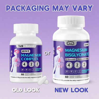420 Mg Magnesium Bisglycinate L-Threonate Amino Acid Chelated Supplement with Vitamin and Potassium High Absorption Formula for Muscle Relaxation Bone & Joint Support Magnesium Complex Capsules