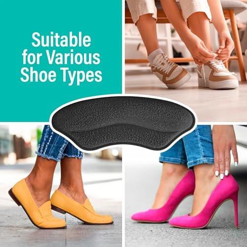 Comfwalk Heel Grip Cushion Pads - 4 Pairs, Self-Adhesive, Shoe Inserts for Loose Shoes, Snug Fit, Blister Prevention, Heel Comfort for Men and Women, Ideal for High Heels (Black, Lip-Shaped) - görsel 1