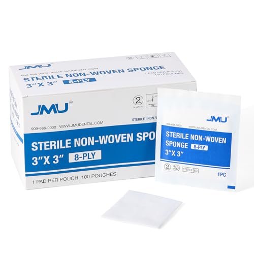 JMU Sterile Gauze Pads 3x3, 100 Pack 8-ply Non Woven Sterile Gauze Sponges, Individually Packed for Wound Care - görsel 3