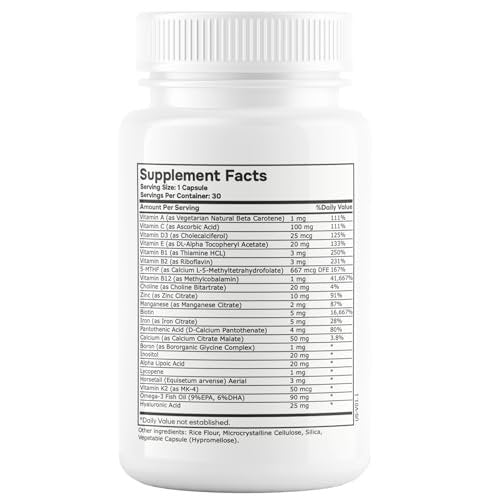 envitamin Women's Methylated Multivitamin Multimineral with Horsetail, Iron, Biotin Complex and L-Methylfolate for Ultra Absorption - 30 Count - görsel 10