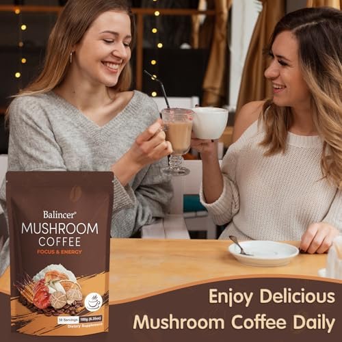 Mushroom Coffee, 6 Adaptogenic Mushrooms with Lion's Mane, Cordyceps, Turkey Tail & More, Instant Mushroom Coffee for Focus, Energy, Immune & Digestion Support - görsel 4