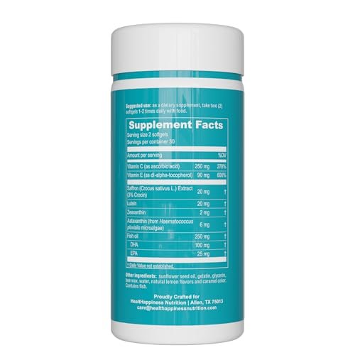 UpNourish AREDS 2 Plus Eye Vitamin Supplement, AREDS 2 Zinc Free Formula with Lutein, Zeaxanthin, Saffron, Astaxanthin & DHA - 120 softgels - görsel 4