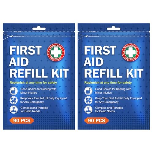 SuccorWare 90 Pieces First Aid Refill Kit - Wound Care Kit Includes Bandages for Home, Travel, Hiking - Portable Replacement Kit for First Aid Medical Supplies (2 Set) - görsel 2