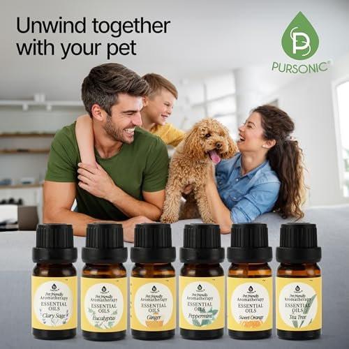 Pursonic Pet-Friendly Aromatherapy Oil Blends, 6-Piece Set with Eucalyptus, Sweet Orange, Peppermint, Clary Sage, Tea Tree, Ginger - Vet-Approved, Pet-Safe Aromatherapy, 10 ML - görsel 5