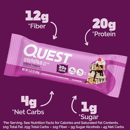 Quest Nutrition Overload Protein Bars, – Great Taste: The Sundae Funday flavor offers a delicious dessert – Image 5