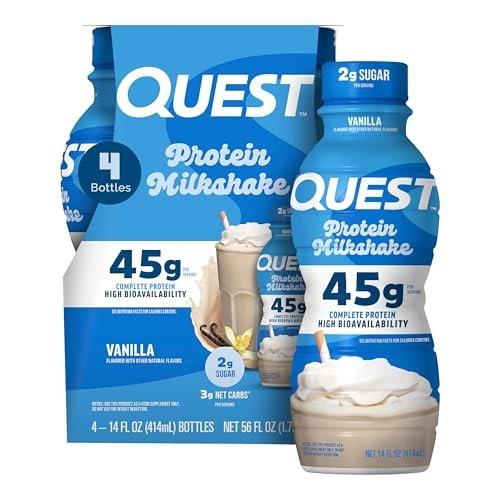 Quest Nutrition Vanilla Protein Shake, 45g Protein, 2g Sugar, 3g Net Carbs, Ready to Drink, Gluten Free, 4 Count - görsel 6
